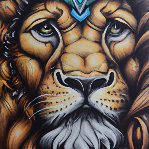 1. תמונה של קעקוע אריה מפורט, המסמל אומץ וכוח.